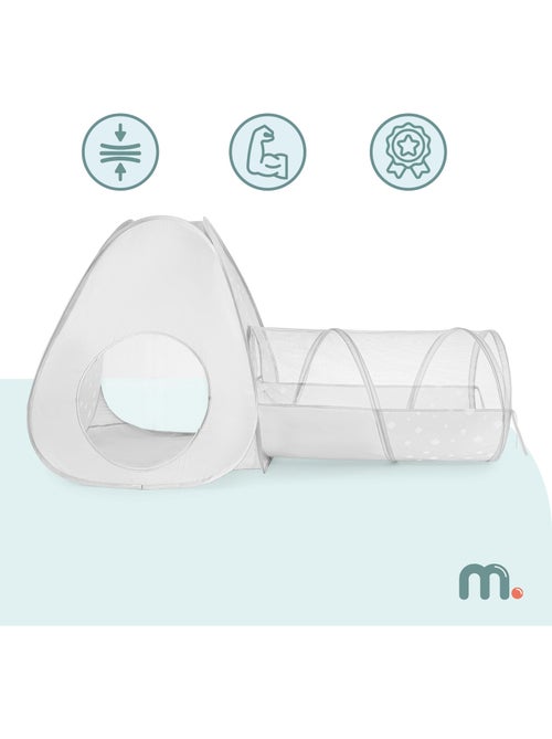 Tente tunnel enfant pop-up 2 en 1 tipi triangle labyrinthe dim 170x80cm gris - Kiabi Tente tunnel enfant pop-up 2 en 1 tipi triangle labyrinthe dim 170x80cm gris - Kiabi
