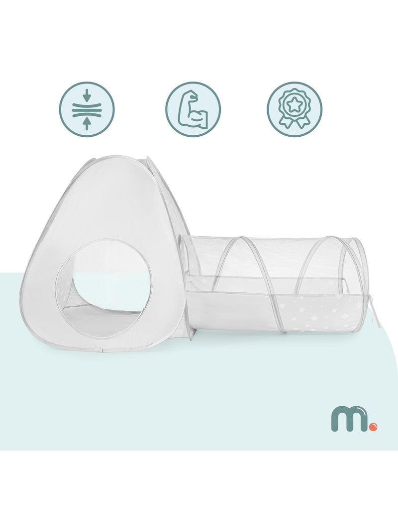Tente tunnel enfant pop-up 2 en 1 tipi triangle labyrinthe dim 170x80cm gris Gris - Kiabi