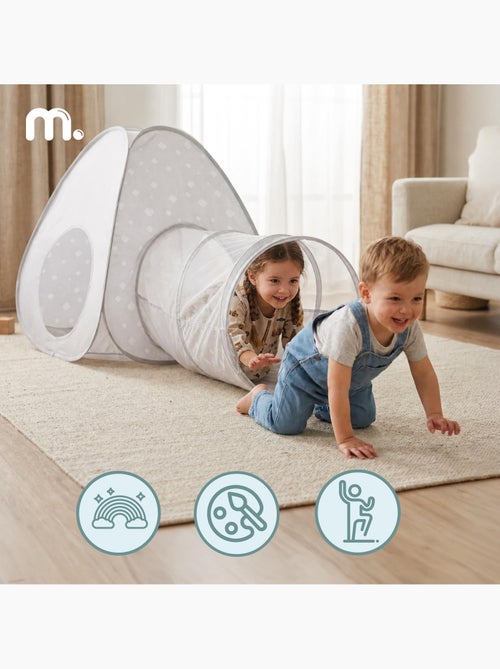 Tente tunnel enfant pop-up 2 en 1 tipi triangle labyrinthe dim 170x80cm gris - Kiabi Tente tunnel enfant pop-up 2 en 1 tipi triangle labyrinthe dim 170x80cm gris - Kiabi
