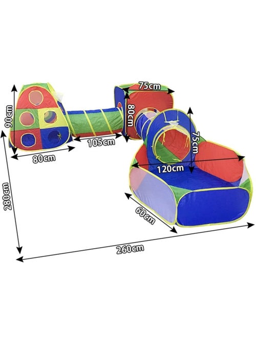 Tente tunnel enfant tunelle pliable motricité (sans balles) 5 éléments - Kiabi