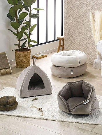 Tente velours côtelé pour chat