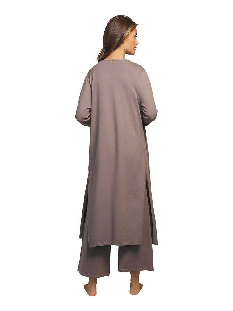Tenue 3 pièces détente et intérieur pyjama pantalon top veste Tricot Beige - Kiabi