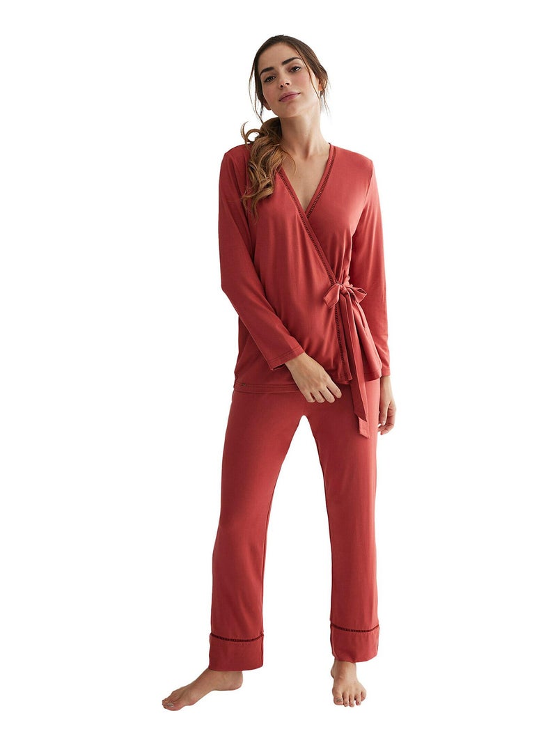 Tenue de détente et intérieur pyjama pantalon cache-coeur Vainica Rose - Kiabi