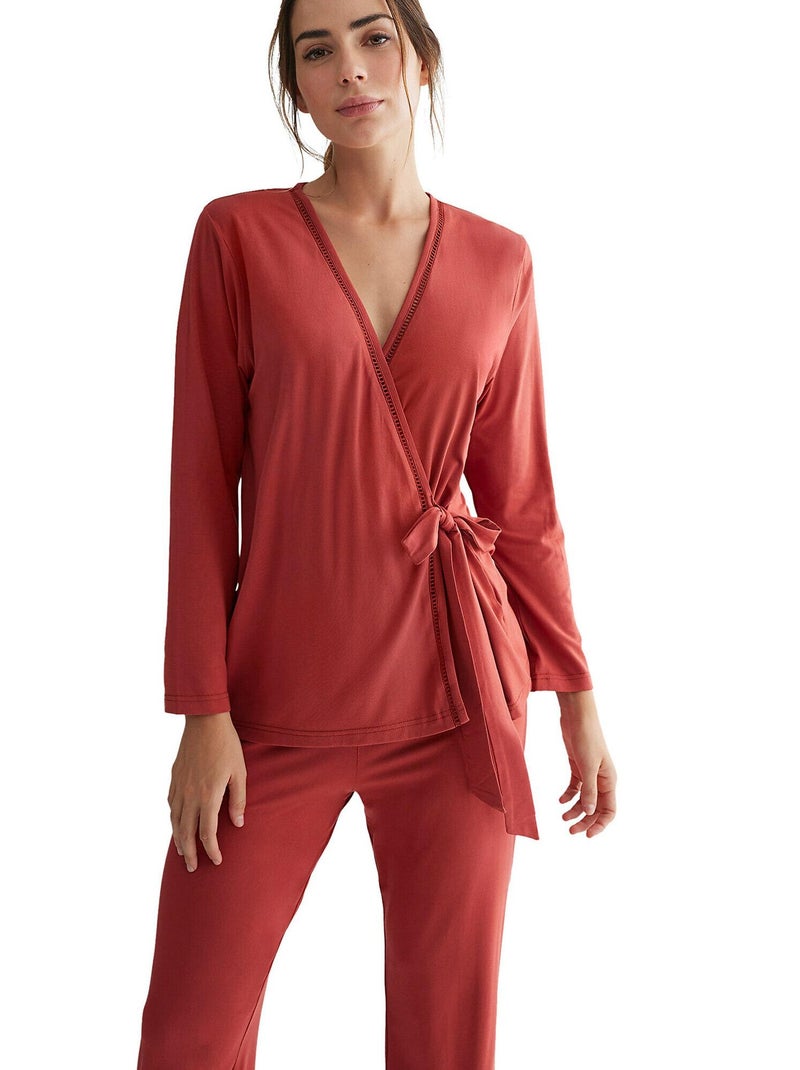 Tenue de détente et intérieur pyjama pantalon cache-coeur Vainica Rose - Kiabi