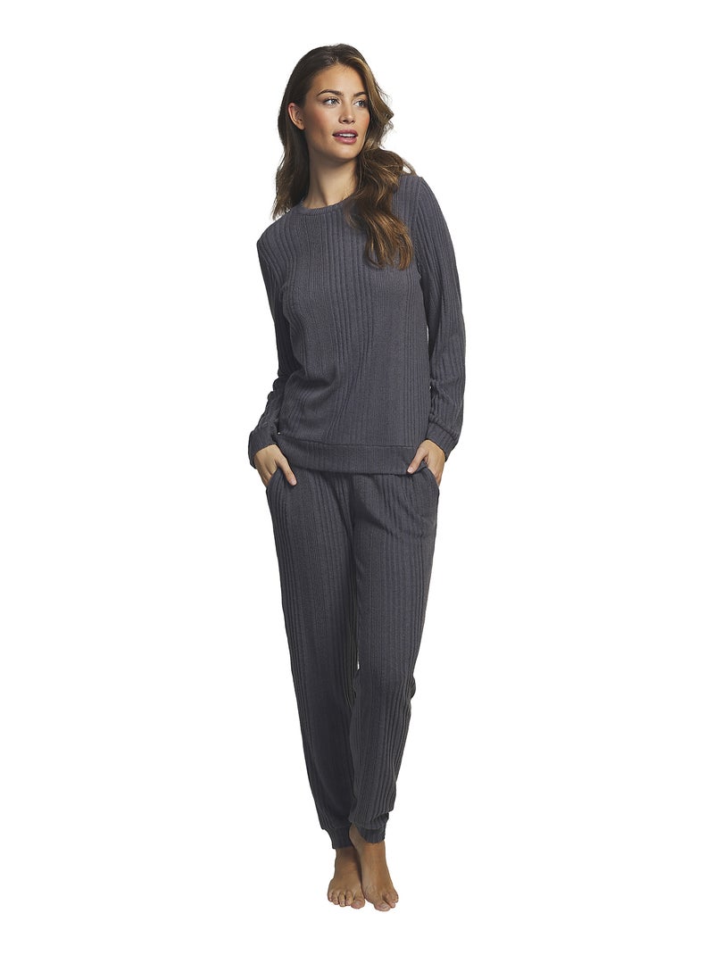 Tenue de détente et intérieur pyjama pantalon haut Basica Gris - Kiabi