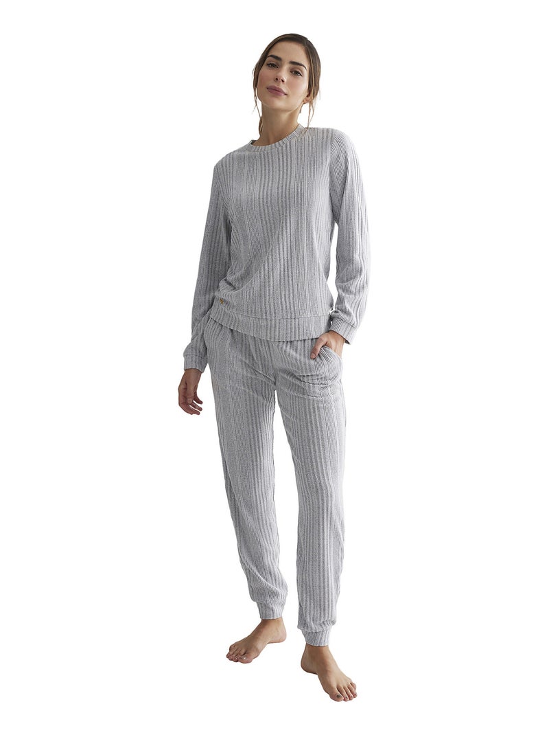 Tenue de détente et intérieur pyjama pantalon haut Basica Gris clair - Kiabi