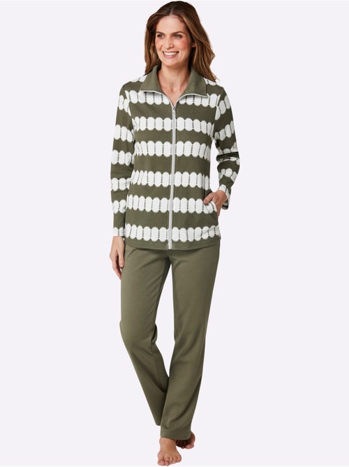 Tenue détente avec veste à motifs et pantalon uni - Taille standard - Witt - Kiabi Tenue détente avec veste à motifs et pantalon uni - Taille standard - Witt - Kiabi