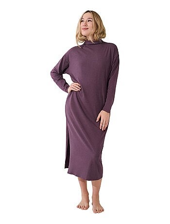 Tenue détente chemise de nuit manches longues col montant Olena