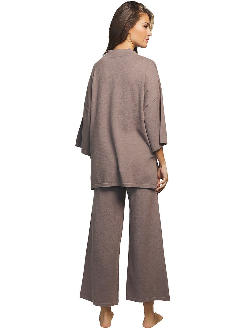 Tenue détente et intérieur pyjama pantacourt tunique Tricot Beige - Kiabi