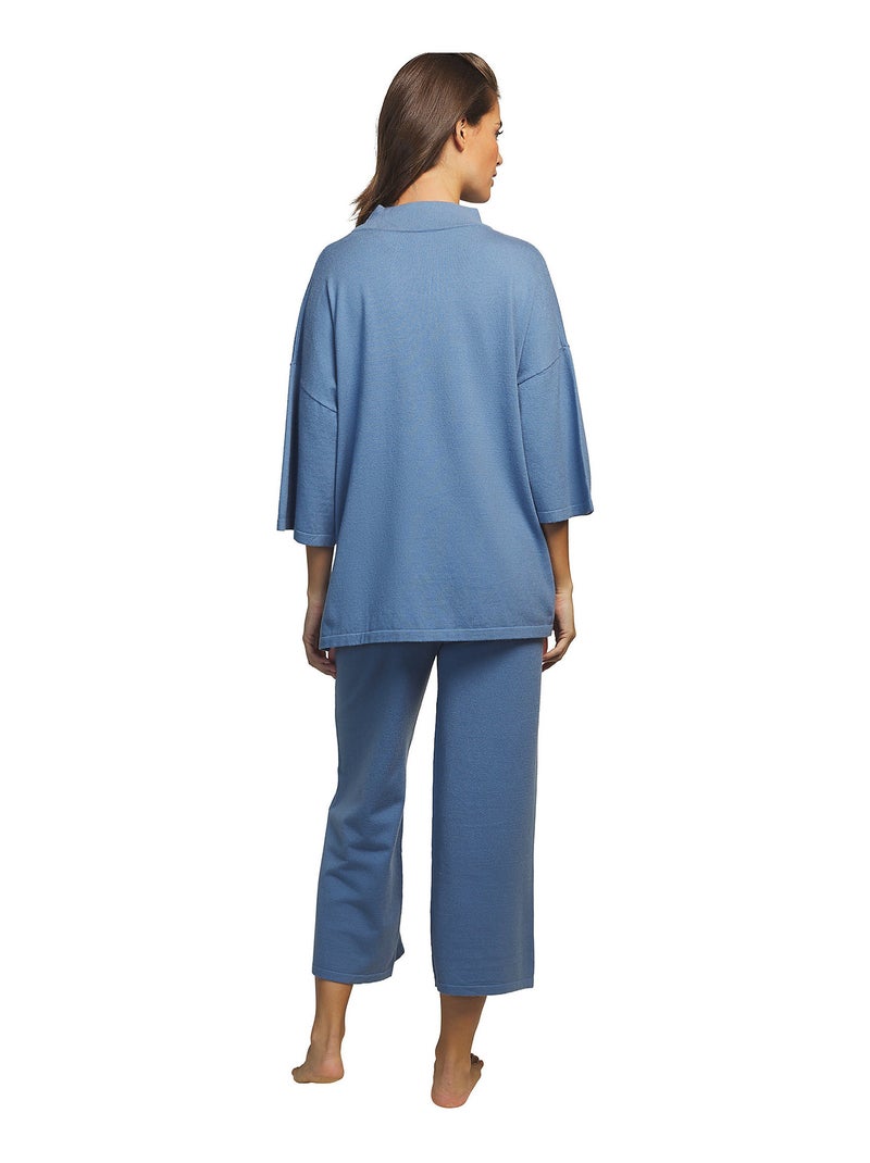 Tenue détente et intérieur pyjama pantacourt tunique Tricot Bleu - Kiabi