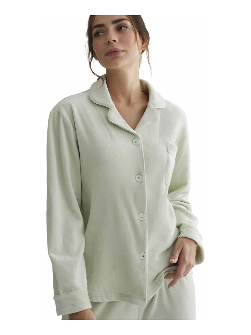 Tenue détente et intérieur pyjama pantalon chemise Polar Soft Vert - Kiabi