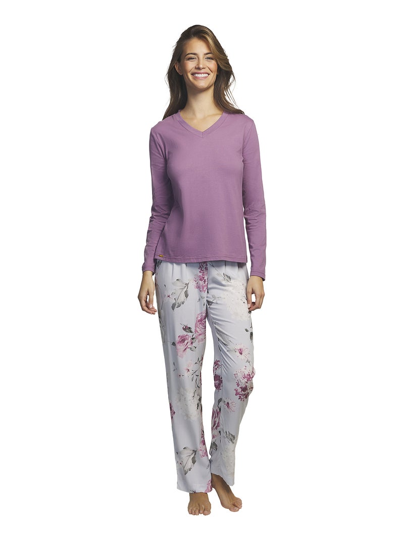 Tenue détente et intérieur pyjama pantalon haut Romantica Violet - Kiabi