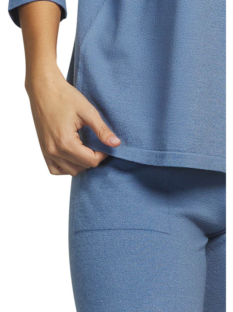Tenue détente et intérieur pyjama pantalon haut Tricot Bleu - Kiabi