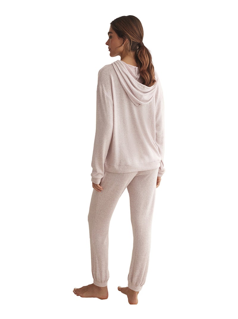 Tenue détente et intérieur pyjama pantalon sweat capuche BASIC P82 Rose - Kiabi