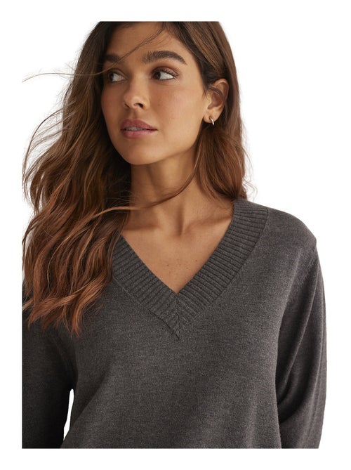 Tenue détente et intérieur pyjama pantalon top col V TRICOTP98 - Kiabi