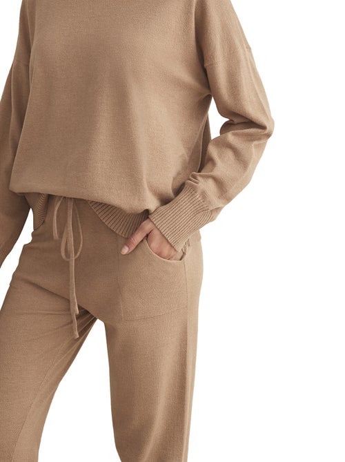 Tenue détente et intérieur pyjama pantalon top col V TRICOTP98 - Kiabi