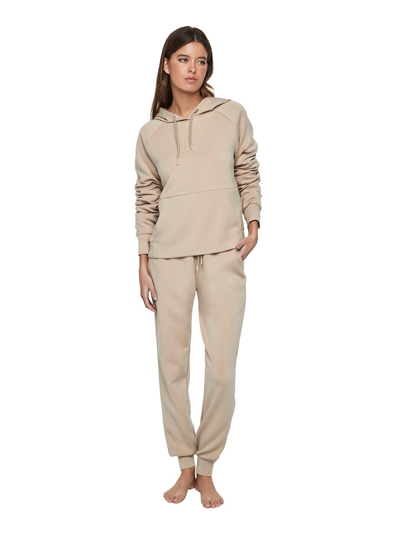 Tenue détente pyjama pantalon top à capuche P104 COZY CHIC Beige