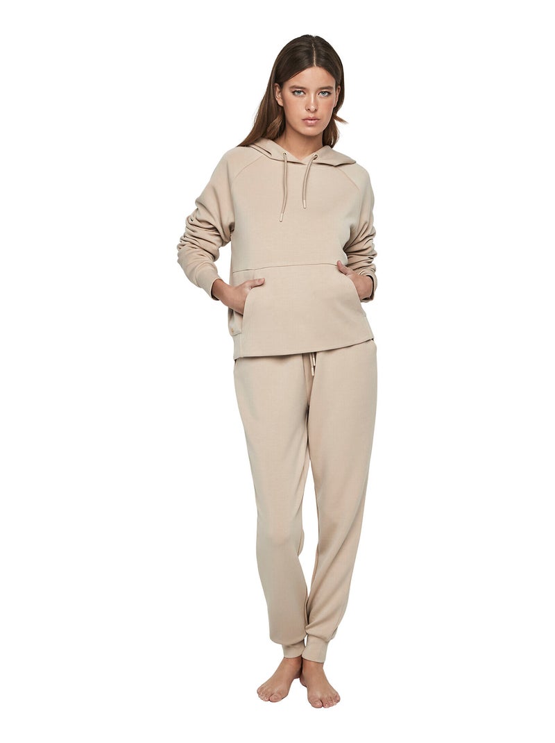 Tenue détente pyjama pantalon top à capuche P104 COZY CHIC Beige - Kiabi