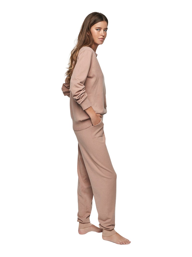 Tenue détente pyjama pantalon top col polo P108 MINIMAL PREMIUM Rose - Kiabi