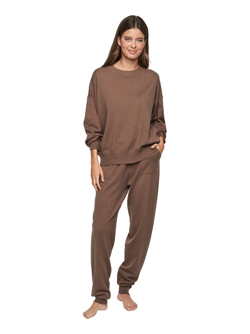 Tenue détente pyjama pantalon top col rond P108 MINIMAL PREMIUM - Kiabi