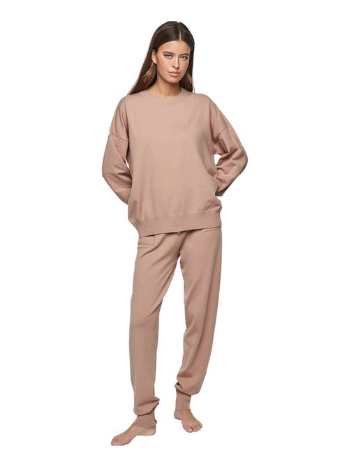 Tenue détente pyjama pantalon top col rond P108 MINIMAL PREMIUM - Kiabi
