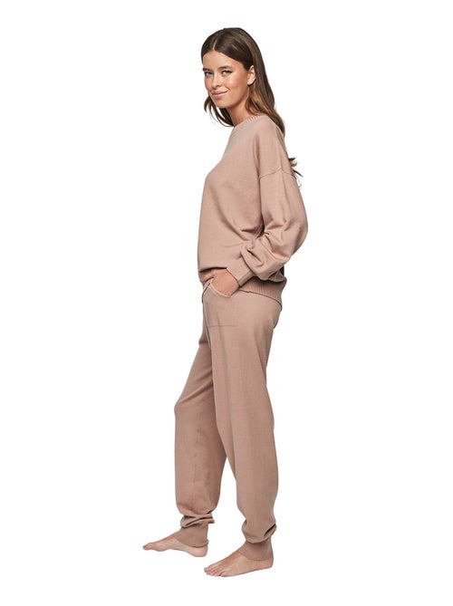 Tenue détente pyjama pantalon top col rond P108 MINIMAL PREMIUM - Kiabi