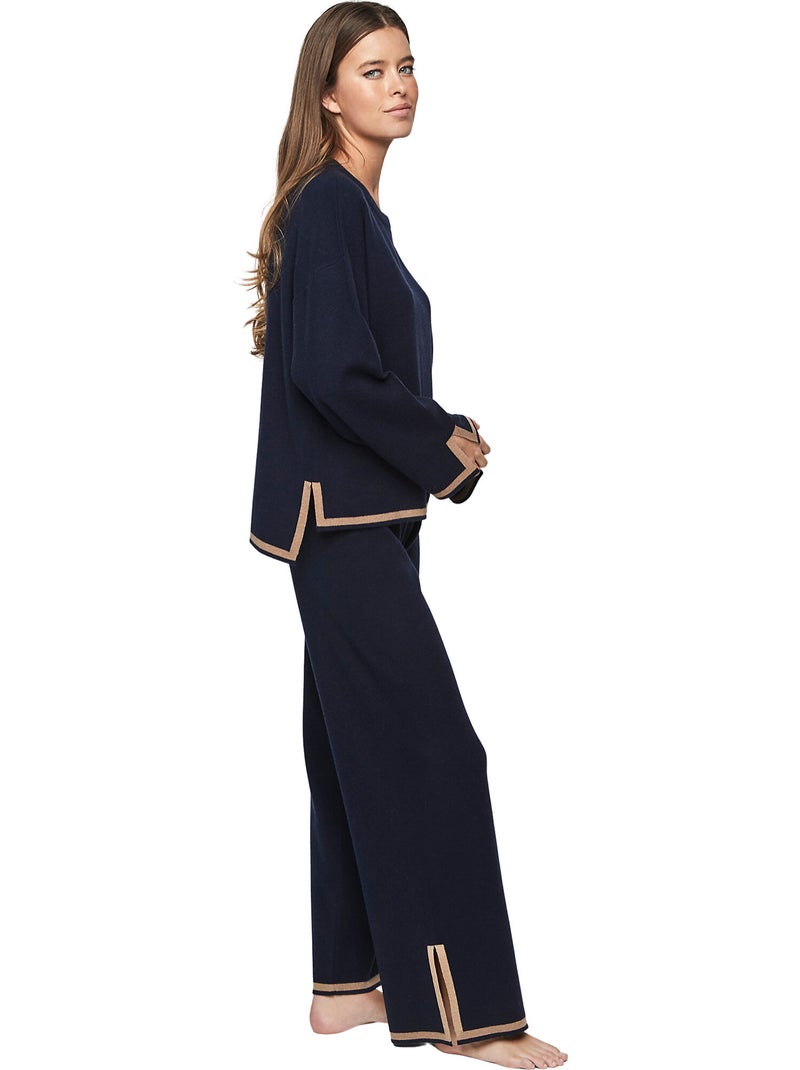 Tenue détente pyjama pantalon top P113 WINTER WONDERLAND Bleu marine - Kiabi