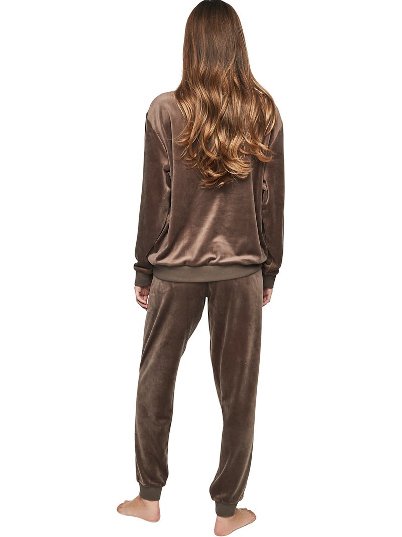 Tenue détente pyjama pantalon top P115 SPORT Marron - Kiabi