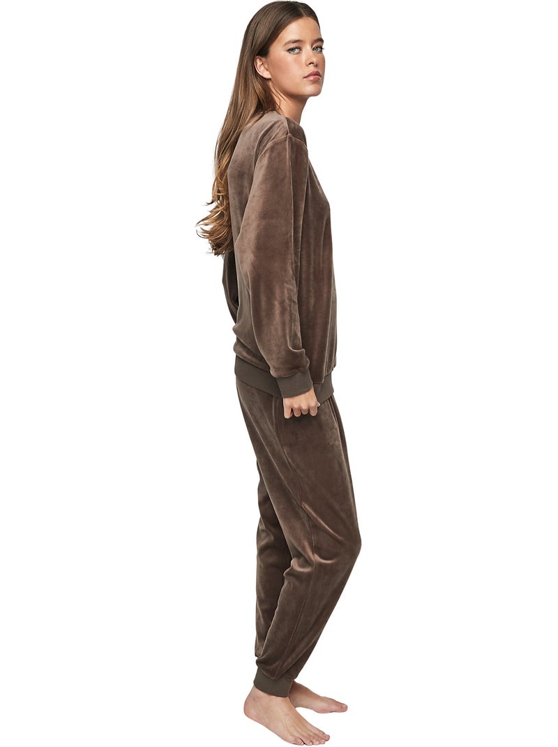 Tenue détente pyjama pantalon top P115 SPORT Marron - Kiabi