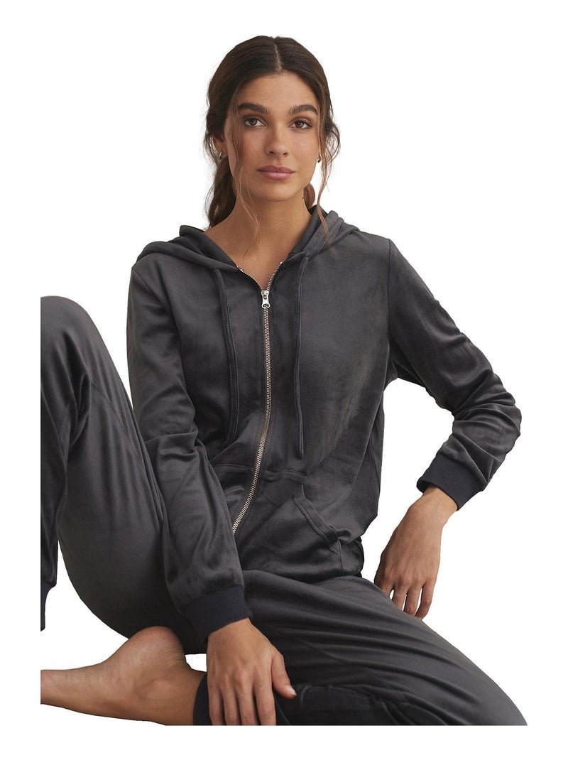 Tenue détente pyjama pantalon veste zippée capuche SPORTP90 Gris - Kiabi