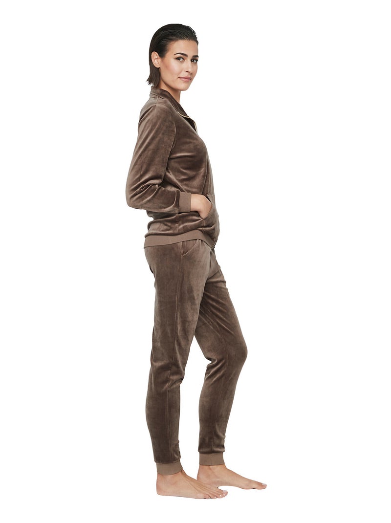 Tenue détente pyjama pantalon veste zippée P115 SPORT Marron - Kiabi