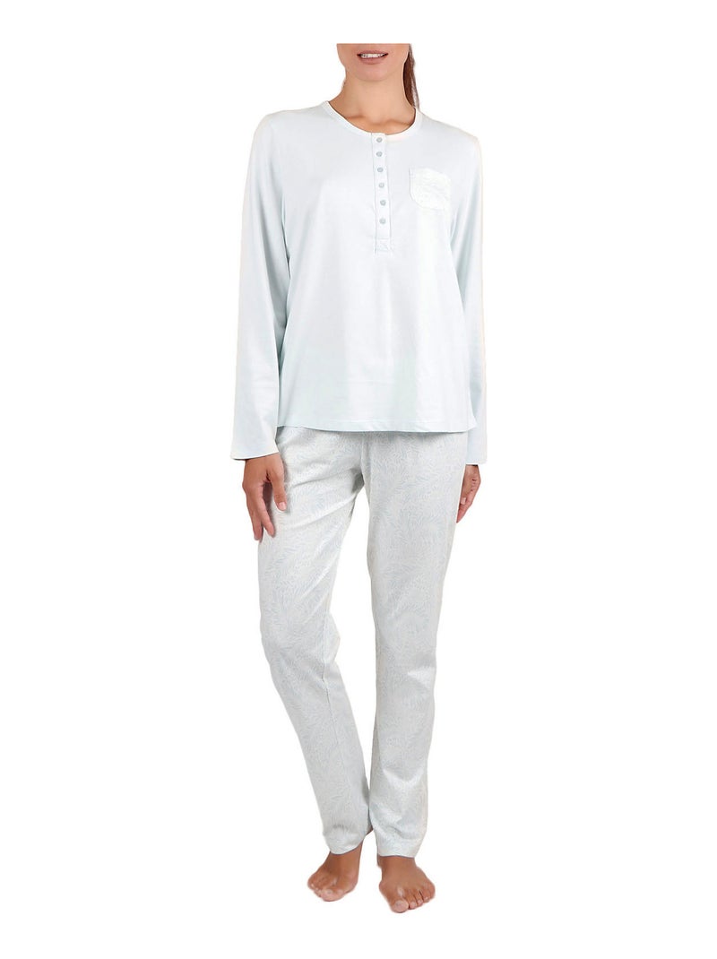 Tenue d'intérieur pyjama haut et pantalon Tapeta Bleu turquoise - Kiabi