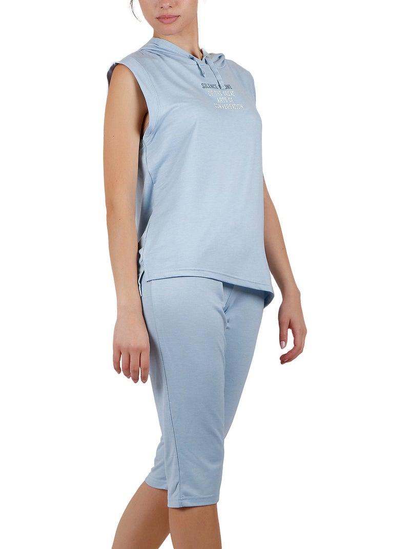 Tenue d'intérieur pyjama leggings débardeur à capuche The Silence Bleu - Kiabi
