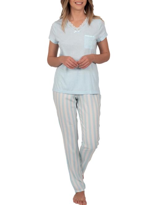 Tenue d'intérieur pyjama pantalon t-shirt Classic Stripes bleu - Kiabi