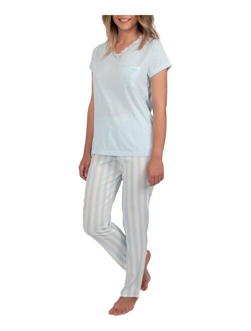 Tenue d'intérieur pyjama pantalon t-shirt Classic Stripes bleu - Kiabi