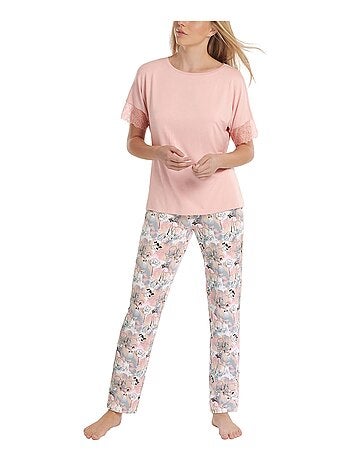 Tenue d'intérieur pyjama pantalon top manches courtes Lilly - Kiabi