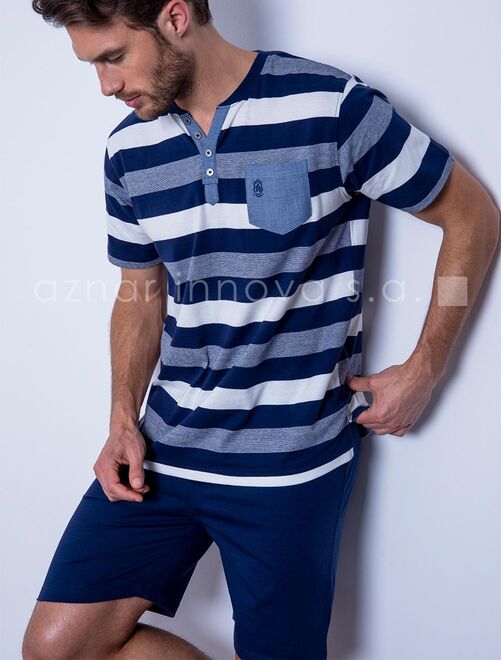 Tenue d'intérieur pyjama short t-shirt Greece bleu - Kiabi