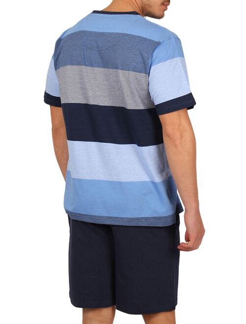 Tenue d'intérieur pyjama short t-shirt Stay Stripes bleu - Kiabi