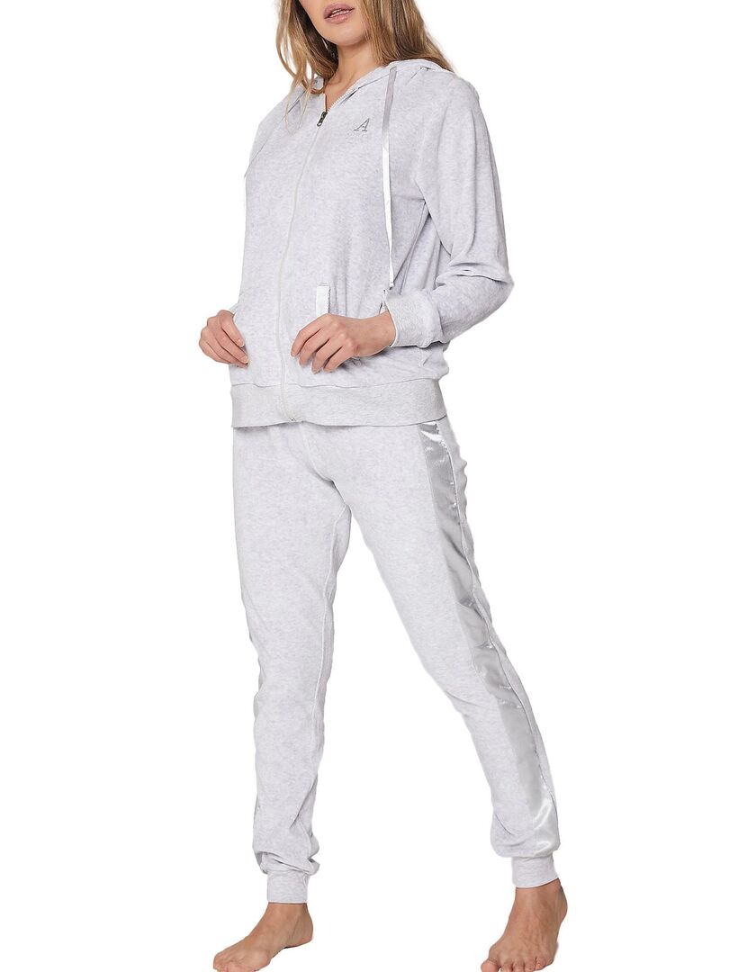 Tenue d'intérieur pyjama velours pantalon veste capuche Sport Home - Gris -  Kiabi - 55.65€