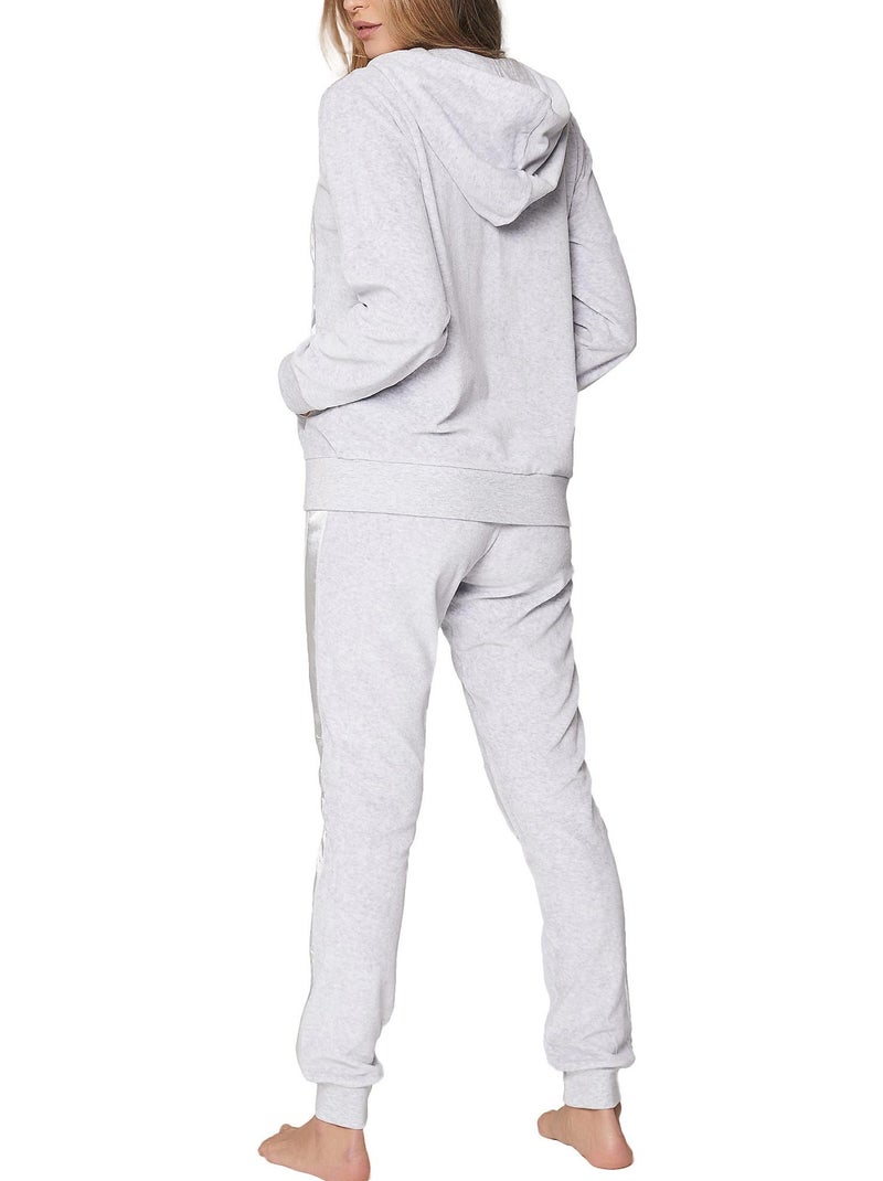 Tenue d'intérieur pyjama velours pantalon veste capuche Sport Home Gris - Kiabi