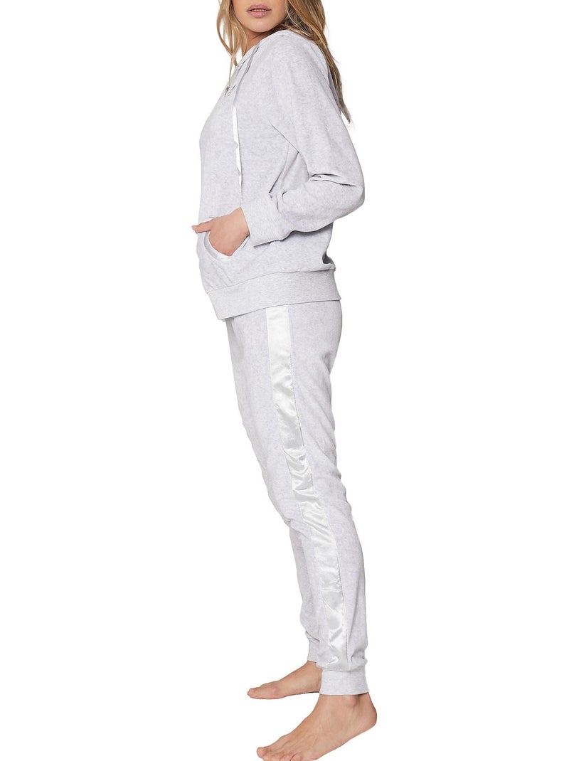 Tenue d'intérieur pyjama velours pantalon veste capuche Sport Home Gris - Kiabi