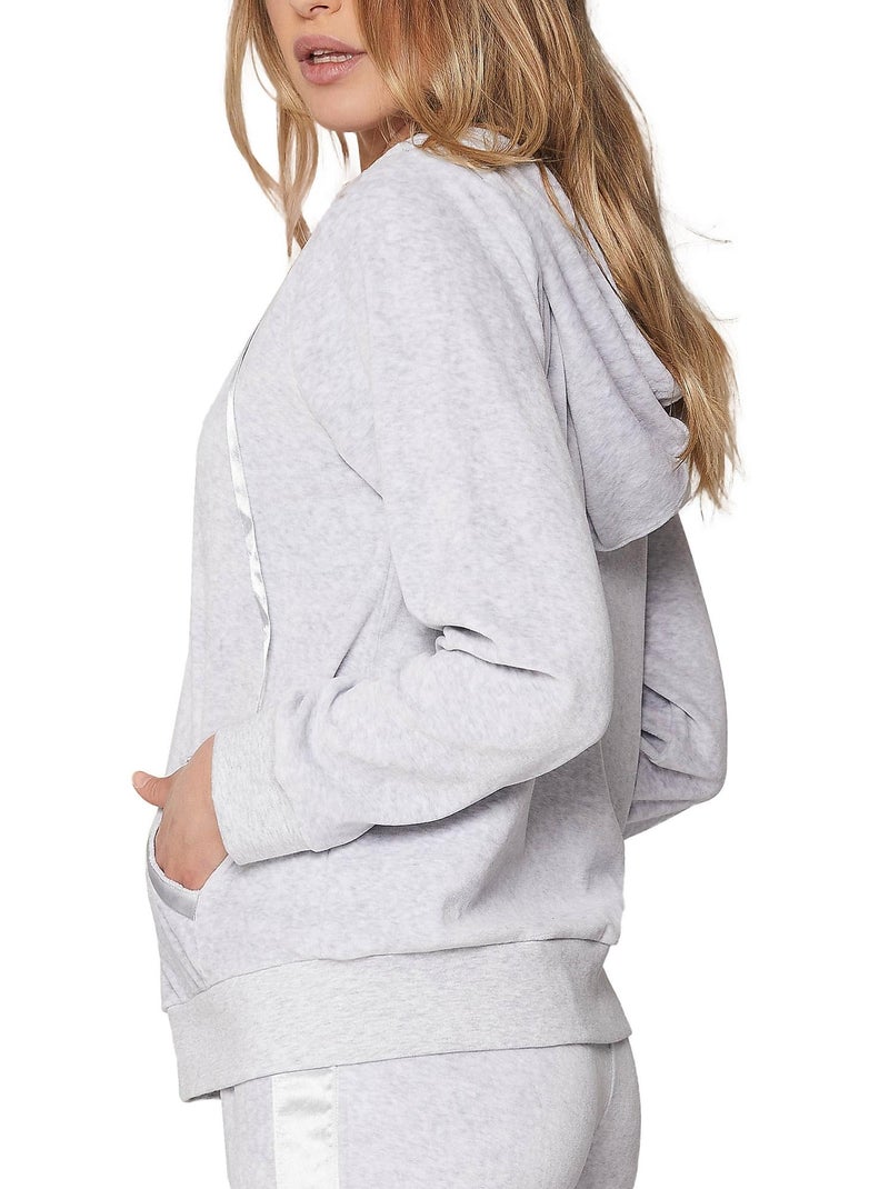 Tenue d'intérieur pyjama velours pantalon veste capuche Sport Home Gris - Kiabi