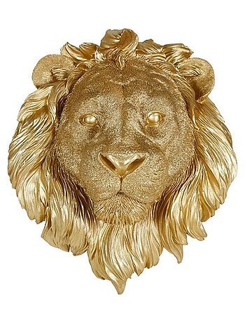 Tête de lion résine doré