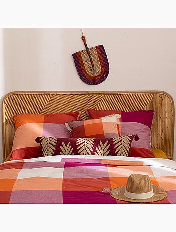 Tête de lit 160cm en rotin motifs géométriques TANAE