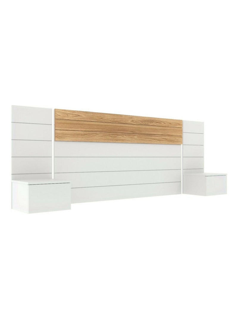 Tête de lit avec chevets Freeda - AKITEN RETAIL Blanc Marron - Kiabi