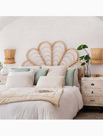 Tête de lit fleur en rotin pour lit 160cm AONI