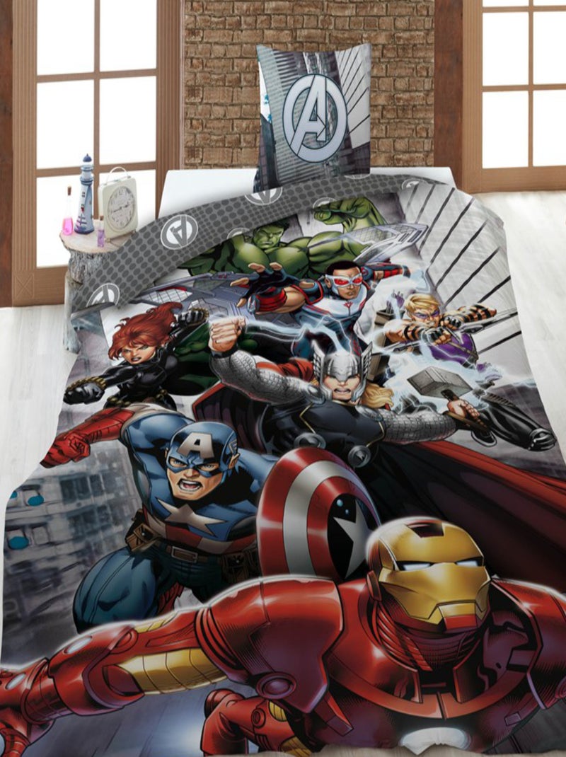 The Avengers, Parure de Lit Enfant Imprimée Réversible, Iron Man et Captain America Gris - Kiabi