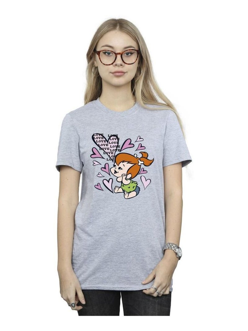 The Flintstones - T-shirt LOVE LOVE LOVE Gris chiné - Kiabi