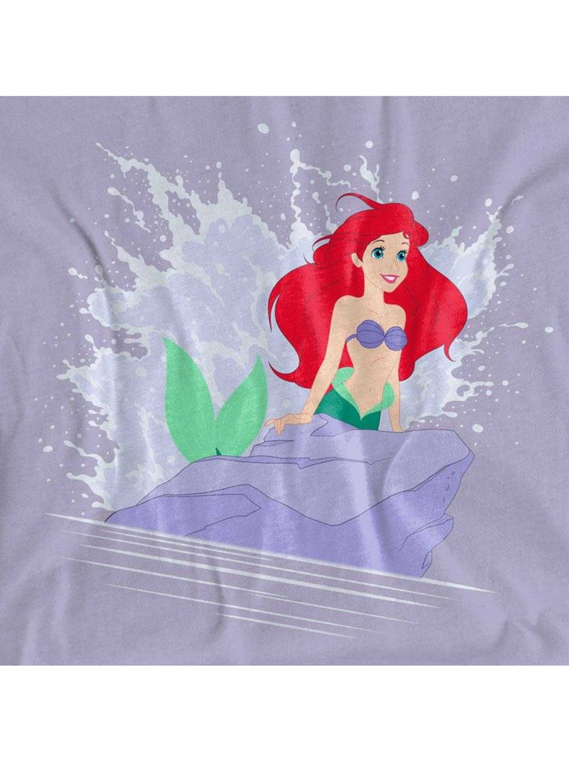 The La Petite Sirène - T-shirt motif Ariel motif/style Éclaboussure (Ariel) Lavande - Kiabi