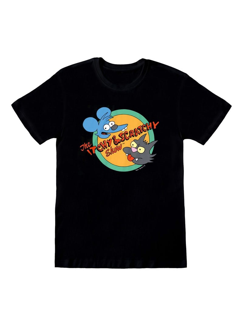 The Simpsons - T-shirt ITCHY AND SCRATCHY SHOW Noir Jaune - Kiabi